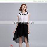 Manufacture Directly Clearance Sale Fine Chiffon Sleeveless Sweet Peter Pan Collar Girl New Fashion Dress thumbnail-1
