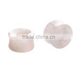 5 Pairs Rose Quartz Hollow Saddle Plug Flesh Tunnel Earlet - Available in Low & Giant Gauges. thumbnail-4