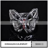 316l Stainless Steel Ring Butterfly Ring In Silver Jewelr With Colorful Cz thumbnail-1
