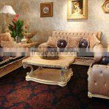 Luxury Retro Elegant Pink Velvet Living Room Sofa Set/ Classic Hand Wood Carved Fabric Sofa/ European Living Room Furniture thumbnail-1