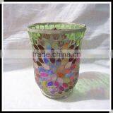 Home Decor Colored Mosaic Style Hurricane Glass Candle Holder thumbnail-4