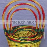 set colorful willow basket with handle