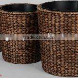 Large Water Hyacinth Weaving Flower Planter/vase With Zinc thumbnail-1