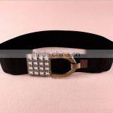 Wholesale Rhinestone Paved Ring Type Alloy Buckle Sex Women Lady Wide PU Waist Belt thumbnail-3