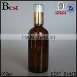 100ml Hot Selling Amber Empty Glass Olive Oil Bottle Pump Screen Printing Personal Care Wholesale thumbnail-1