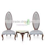 High Back Chair Sofa With Oval Back Rest Covered With Suede Fabric thumbnail-2