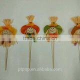 Paper Straw and Fabric Scarecrow Head for Autumn and Harvest Decoration thumbnail-4