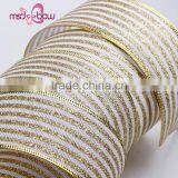 Wholesale Single Sided Golden Wired Glitter Jute Ribbon for Gift Bow thumbnail-5