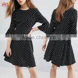 Women Vintage Dresses 2016 Top Quality Petite Polka Dot Fluted Sleeve Dress HSd7247 thumbnail-1