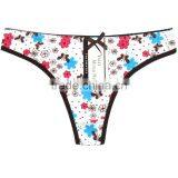 Flower Printing Underwear Breathable Cotton T-back Sexy Thong thumbnail-6