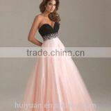 Black Pink Combine Beaded Sweetheart Sleeveless Latest Evening Dress thumbnail-1