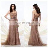 2015 Fashion Lady Long Sleeveless Tulle Beading Evening Dress thumbnail-1