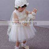 Latest Wholesale Baby Clothes Hot Sale Cheap Baby Clothing Children's Boutique Sleeveless Summer White Flower Girl Dress 2017 thumbnail-3
