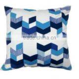 Blue Tonal Patched Cushion Cover With Embroidery thumbnail-1