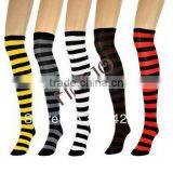Women Ladies Striped Knee Socks Cotton Stripes Pantyhose School Sports Stocking 8148 thumbnail-1