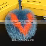 2016 Fashion Handmade Initial Pom-Pom Keychains/15cm Charm Pluffy Ball Keychains of Real Fox Fur for Bag/With Capital Letter A-Z thumbnail-5