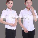 Juqian Custom Top Quality Airline Uniform Long Sleeve Women White Cotton Commander Women Pilot Uniform Shirt in China thumbnail-4