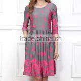 New Women Dresses With Gray And Fuchsia Falling Leaf Fit And Flare Pocket Dress Women Summer Dress Women Clothes GD90426-28 thumbnail-1