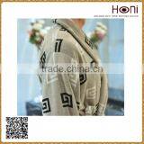 Men's Patterned Cotton Soft Bathrobe With Belt thumbnail-5