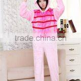 Lastest Flannel Material One Piece Pink Pajamas thumbnail-1