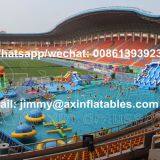 Custom 0.9MM PVC Tarpaulin Inflatable Water Park Equipments,Rectangular Metal Frame Pool thumbnail-4