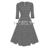 Autumn Winter 2016 3/4 Sleeve Women Fashion Elegant Vintage Rockabilly Floral Swing Party Dresses 1950s Style