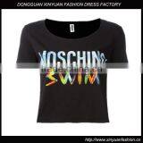 Custom Short Sleeve Cotton Black Printed T-Shirts For Women,Top Quality Silk Printing Womens Black T-Shirts Clothes thumbnail-1