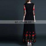 2016 Newest Spring Maxi Long Style Net Yarn 3/4 Sleeve Embroidery Evening Dress thumbnail-3