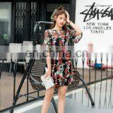 Heavy Embroidered Black Short Sleeve Round Neck Midi Length Girl Gorgeous Lace Dress thumbnail-3