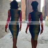Wholesale 2020 Women Tie-dye Stitching Long Sleeve Printed Slim Hip Casual Dress