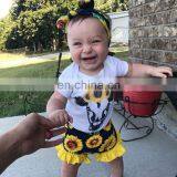 2019 New Style Wholesale Girls Clothing Sets Baby Outfit Infant Floral Prints Romper Sunflower Clothes Set thumbnail-2