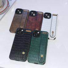 Classic Vintage Crocodile Skin Mobile Cell Phone Case Bracket Wrist Strap Leather For Iphone 7 8P X Xr 11 12 13 14 Pro Max thumbnail-5