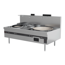 Commercial Gas Single Wok With Warmer - SUS Material - φ350 Wok Ring - Electro-magnetic Safety System thumbnail-1