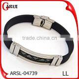 Daily Wear Wholesale Fashion Jewelry Stainless Steel Engrave Cross Silicon Bracelet thumbnail-3
