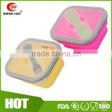 ECO-friendly Silicone Collapsible Lunch Box Equipped With a Fork thumbnail-2