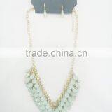 FASHION ACRYLIC STONE STATEMENT NECKLACE EARRING SET thumbnail-1