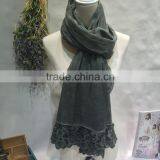 New Arrival Embroidery Lace Flower Brim Matching Fashion Women Lady Scarf thumbnail-4