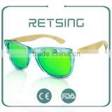 Combination Sunglasses 2016 Transparent Green Plastic Frames Mirror Lens Bamboo Legs Sunglasses thumbnail-6