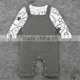 Baby Boy Clothes Long Sleeve Overall 100% CottonT-shirt for Infant,baby Kids Black Two Piece Strip Overall,sleep & Play Clothes thumbnail-2