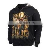80% Polyester / 20% Cotton Custom made Pullover Black Sublimation Printed Hoody