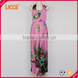 Ladies Pink Fallen Maxi Dresses Long Dresses Boho Summer Beach Dress                        
                                                Quality Choice