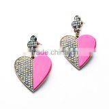 Exaggerated Personality Pave Rhinestone Crystal Lovely Heart-shaped Pendant Earrings thumbnail-1