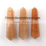 Peach Moonstone Double Terminated Pencil Vogel Wands Khambhat Gujarat India