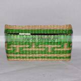 Green Line Reatangular Seagrass Basket With Lid