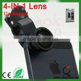 Universal 4 in 1 Clip Mobile Phone Lens Wide Angle+Macro+Fisheye+CPL Polarized Lens