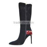 New Model Italian Style Suede Leather Women Knee Boots Winter Warmth High Heel Fashion Knee Boots thumbnail-3