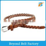 Women 1/2 Inch Single Prong Buckle Braided Skinny Faux Leather Dress Waist Belt