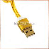 Golden Color Micro Flat Braided Cable For Android SmartPhone Textile Fabric Woven Cable thumbnail-3