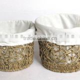 Round Seagrass Rope Woven Laundry Basket Set of Two