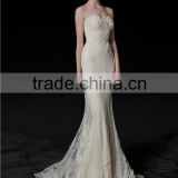AR-65 Simple Generous Long Lace Sleeveless Bride Dress Mermaid White Tulle Wedding Dress 2016